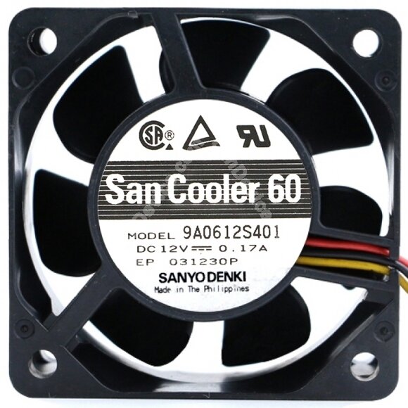 Sanyo 9A0612S401 DC 12V 0.17A 2 / 3 Wires Axial Fan