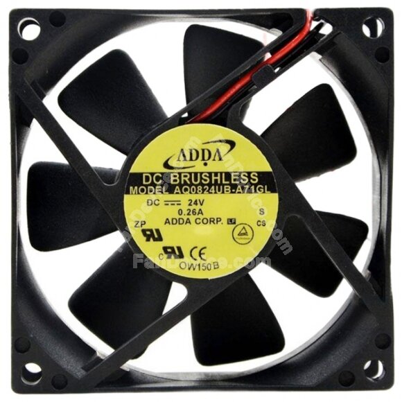 ADDA AQ0824UB-A71GL 24V 0.26A 2 Wires Axial Cooling Fan
