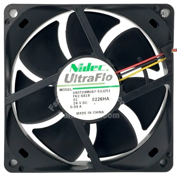 Nidec U80T24MUA7-53J251 24V 0.09A 2 / 3 Wires Cooling Fan