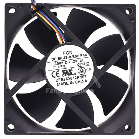 FCN DFB762512PN0T 12V 1A 4 Wires 71CFM Axial Cooling Fan