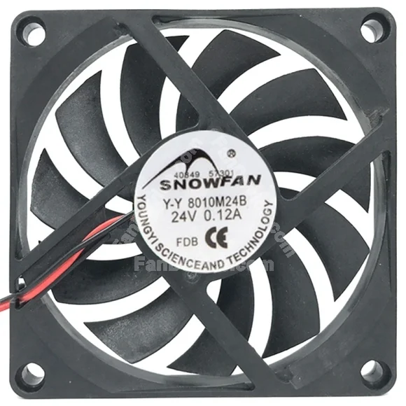 SNOWFAN Y-Y 8010M24B 24V 0.12A 2 Wires Axial Cooling Fan