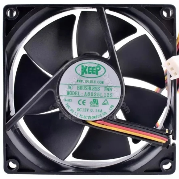 Keep A8025L12S 12V 0.14A 2 Wires DC Brushless Axial Cooling Fan