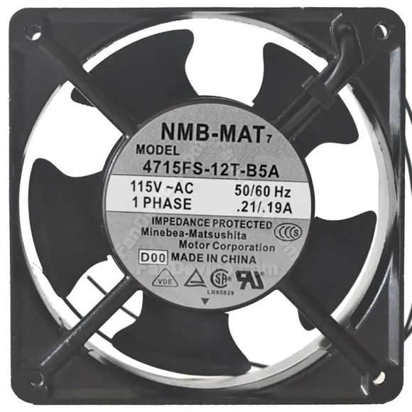 NMB-MAT 4715FS-12T-B5A 115V 0.21/0.19A Impedance Protected 1 PHASE Cooling Fan