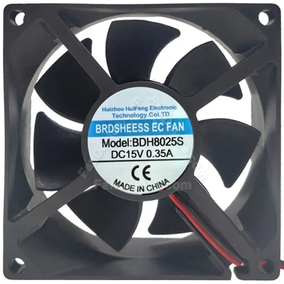 HuiFeng BDH8025S DC 15V 0.35A 2 Wires Axial Cooling Fan
