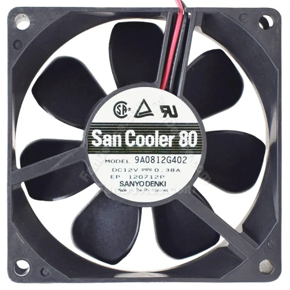 Sanyo 9A0812G402 DC 12V 0.38A 2 Wires Axial Cooling Fan