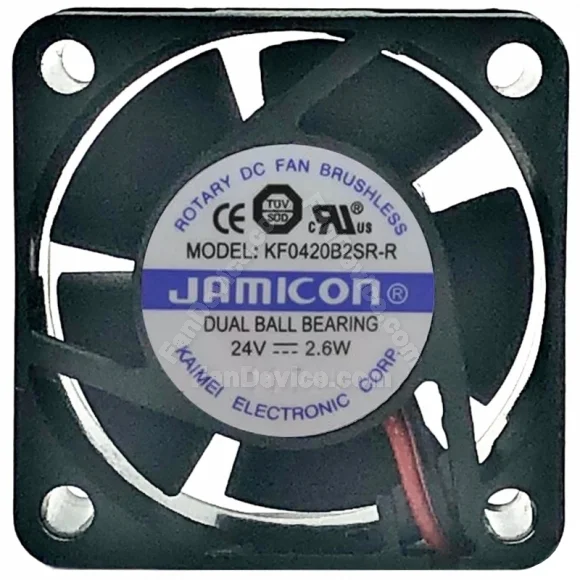 JAMICON KF0420B2SR-R 24V 2.6W 2 Wires Dual Ball Bearing Cooling Fan