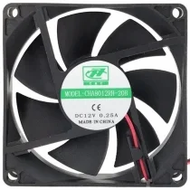 CHT CHA8012RH-20B DC 12V 0.25A 2 Wires Axial Cooling Fan