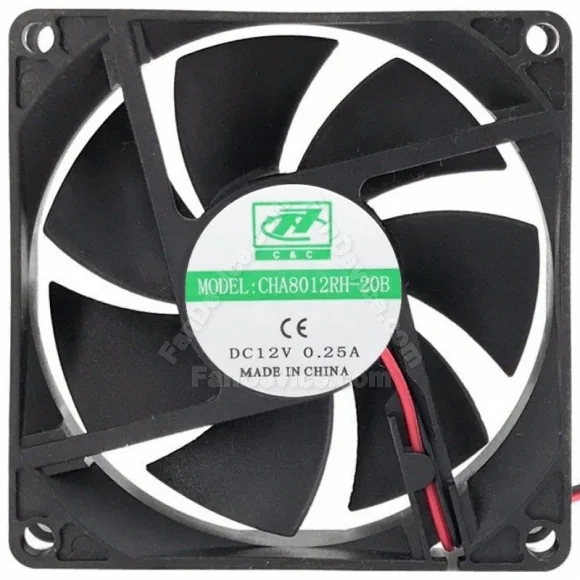 CHT CHA8012RH-20B DC 12V 0.25A 2 Wires Axial Cooling Fan