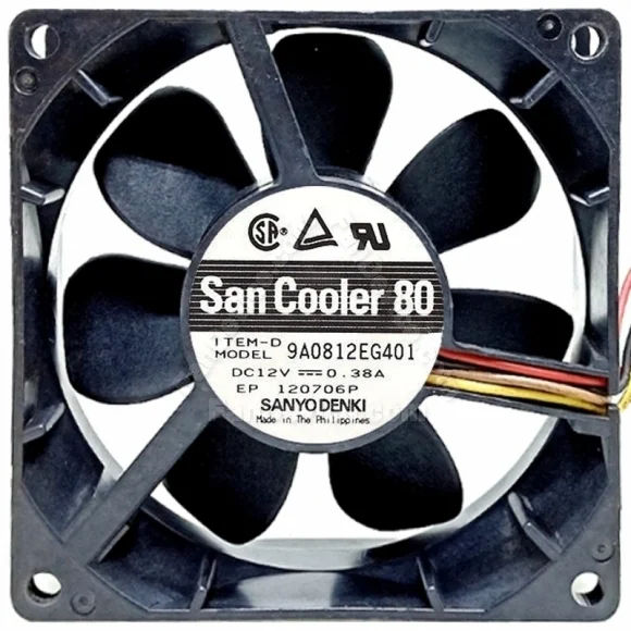 Sanyo 9A0812EG401 DC 12V 0.38A 4 Wires Axial Cooling Fan