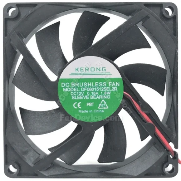 KERONG DF0801512SEL2R 12V 0.15A 1.8W 2 Wires Sleeve Bearing Cooling Fan