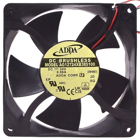 ADDA AG12724XB385100 24V 0.88A DC Brushless 2 Wires Axial Cooling Fan