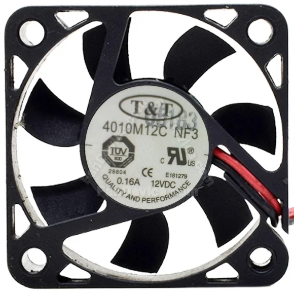 T&T 4010M12C NF3 DC 12V 0.16A 2 Wires Axial Cooling Fan