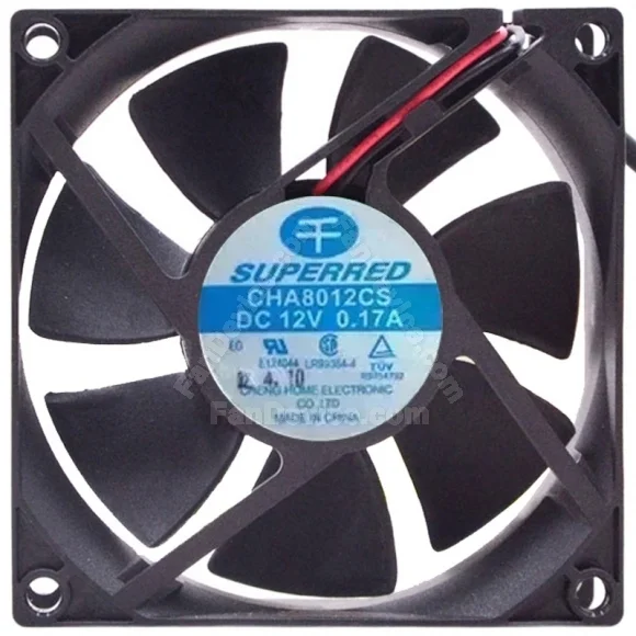 SuperRed CHA8012CS DC 12V 0.17A 2 Wires Axial Cooling Fan
