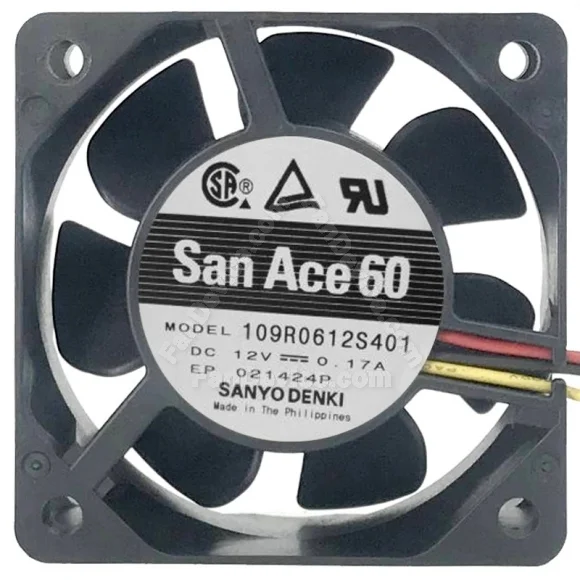 Sanyo 109R0612S401 DC 12V 0.17A 3 Wires Axial Cooling Fan