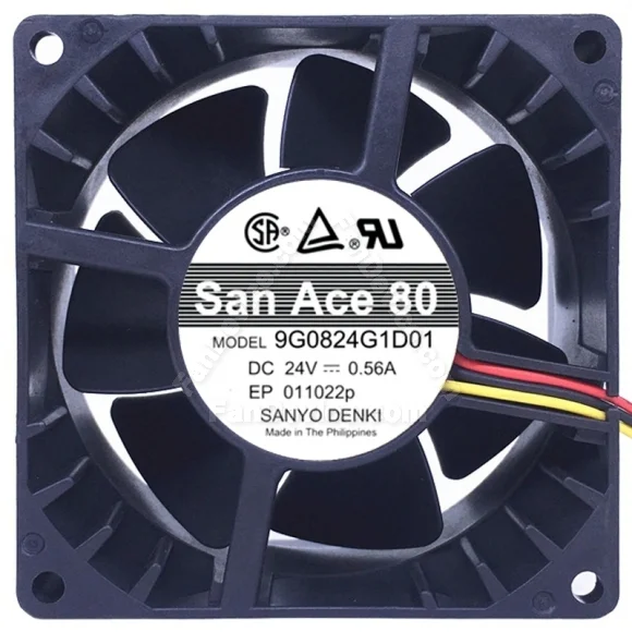 Sanyo 9G0824G1D01 DC 24V 0.56A 3 Wires Axial Cooling Fan
