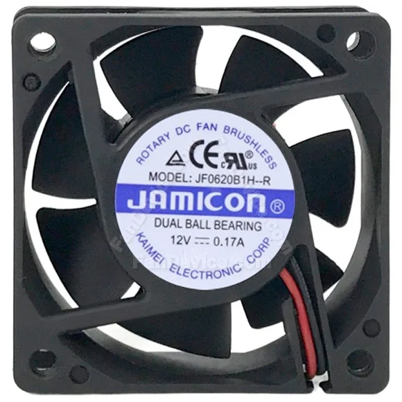 JAMICON JF0620B1H-R DC 12V 0.17A 2 Wires Ball Bearing Cooling Fan
