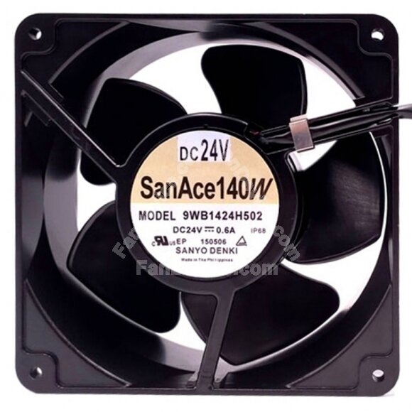 Sanyo Denki 9WB1424H502 DC 24V 0.6A 2 Wires Axial Cooling Fan