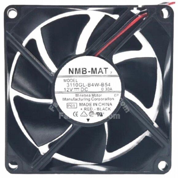 NMB-MAT 3110GL-B4W-B54 DC 12V 0.30A 2 Wires Axial Cooling Fan