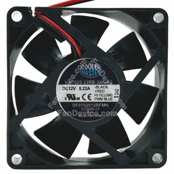 Cooler Master A7025-33RB-3AN-F2 DF0702512RFMN DC 12V 0.22A Axial Cooling Fan