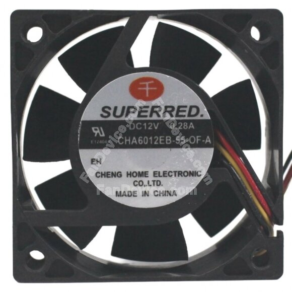SuperRed CHA6012EB-55-OF-A DC 12V 0.28A 3 Wires Axial Cooling Fan