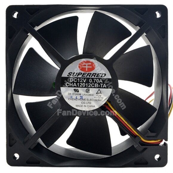 SuperRed CHA12012CB-TA DC 12V 0.70A 3 Wires 12038 Axial Cooling Fan