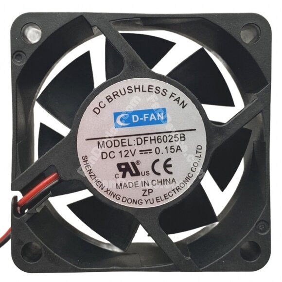 CD-FAN DFH6025B DC 12V 0.15A 2 Wires Brushless Axial Cooling Fan