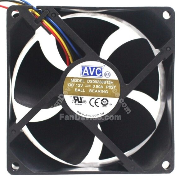 AVC DS09238B12H DC 12V 0.90A Ball Bearing PWM Axial Cooling Fan