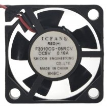 ICFAN F3010CG-05RCV DC 5V 0.18A 2 Wires Axial Cooling Fan