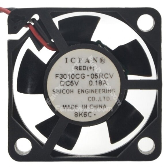 ICFAN F3010CG-05RCV DC 5V 0.18A 2 Wires Axial Cooling Fan