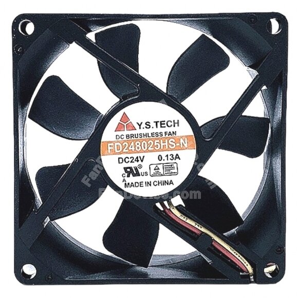 Y.S.TECH FD248025HS-N DC 24V 0.13A 3 Wires Brushless Axial Cooling Fan