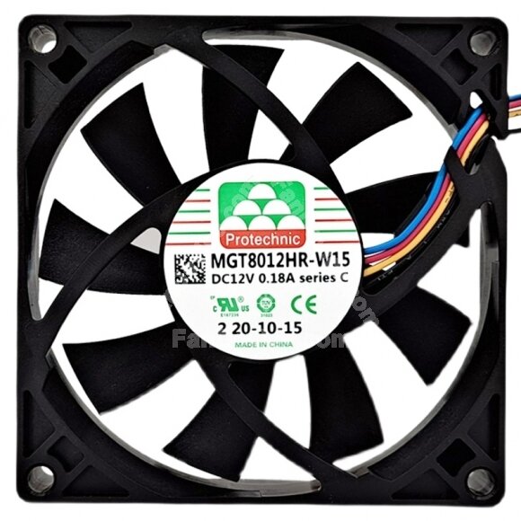 Protechnic MGT8012HR-W15 DC 12V 0.18A 4 Wires 3000RPM Axial Cooling Fan