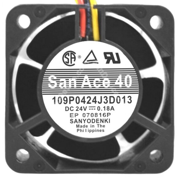 Sanyo Denki 109P0424J3D013 DC 24V 0.18A 2 Wires / 3 Wires Axial Cooling Fan