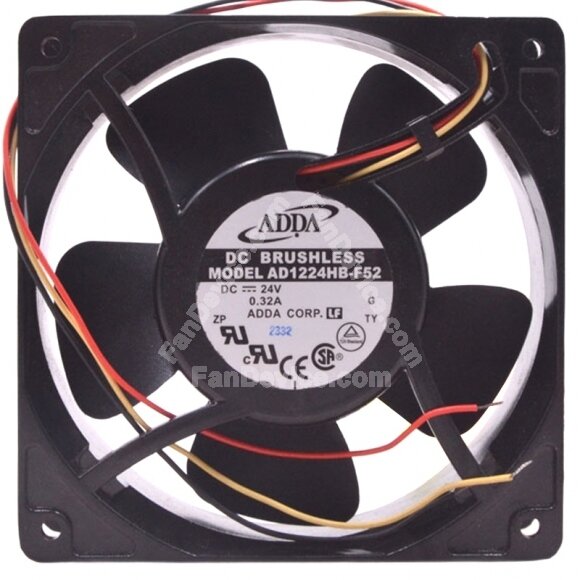 ADDA AD1224HB-F52 DC 24V 0.32A 3 Wires Brushless Axial Cooling Fan