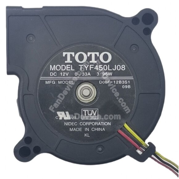 TOTO TYF450LJ08 DC 12V 0.33A 3.96W 3 Wires Blower Cooling Fan