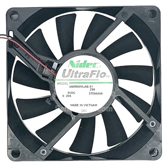 Nidec UltraFlo U80R05MLAB-51 DC 5V 0.20A 2 Wires Axial Cooling Fan