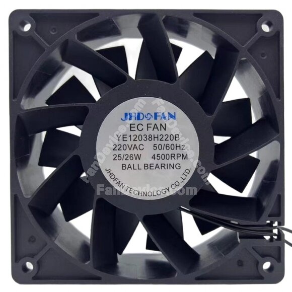 JHD FAN YE12038H220B AC 220V 25/26W Ball Bearing 4500RPM Axial EC Fan