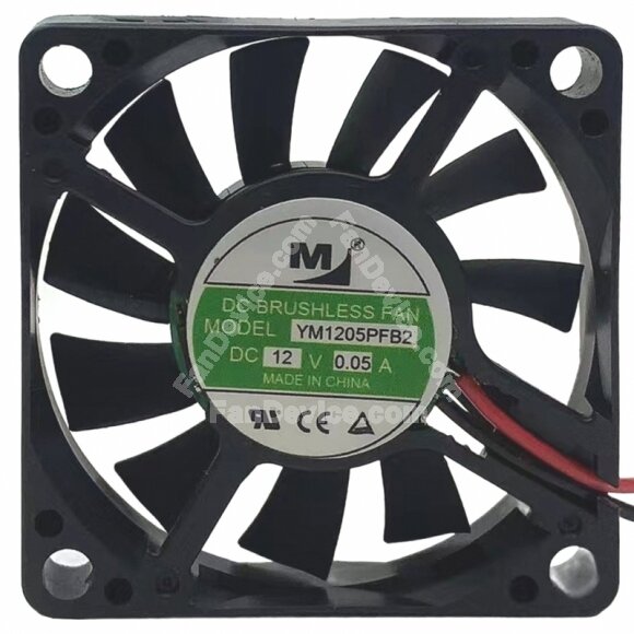 YM YM1205PFB2 DC 12V 0.05A 2 Wires Brushless Axial Cooling Fan