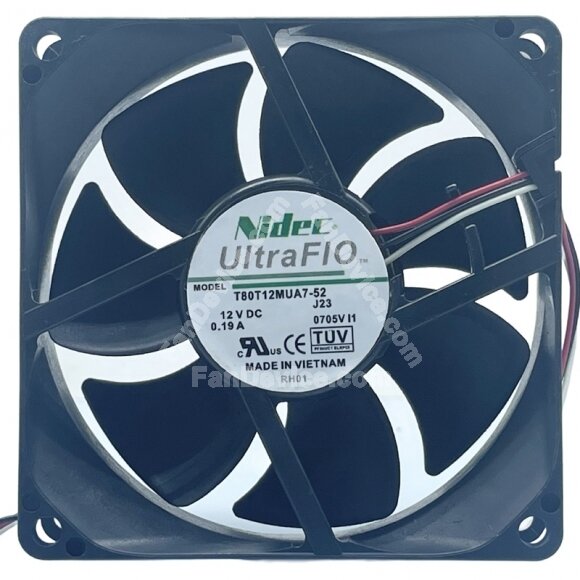 Nidec UltraFlo T80T12MUA7-52 DC 12V 0.19A 3 Wires Axial Cooling Fan