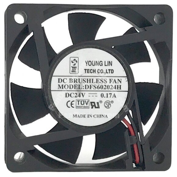 YOUNG LIN DFS602024H 24V 0.17A 2 Wires DC Brushless Axial Cooling Fan