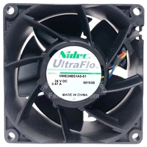 Nidec UltraFlo V80E24BS1A5-51 DC 24V 0.47A 2 / 4 Wires 8038 Axial Fan