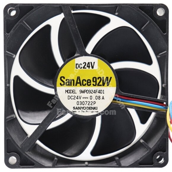 Sanyo Denki 9WP0924F401 DC 24V 0.08A 3 Wires 9225 Axial Cooling Fan