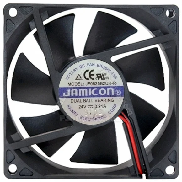 JAMICON JF0825B2UR-R DC 24V 0.21A 2 Wires Ball Bearing Cooling Fan