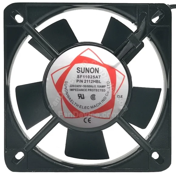Sunon 2112HBL 220/240V 0.10AMP 2 Wires Impedance Protected Cooling Fan