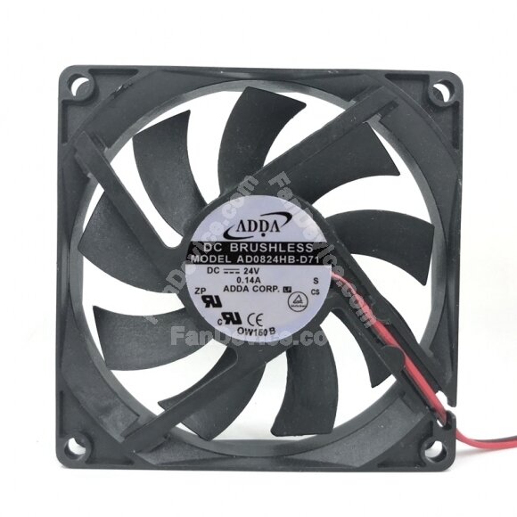 ADDA AD0824HB-D71 DC 24V 0.14A 2 Wires Axial Cooling Fan