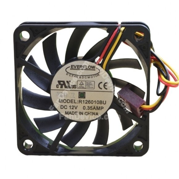 EVERFLOW R126010BU DC 12V 0.35A 2 Wires / 3 Wires Axial Cooling Fan