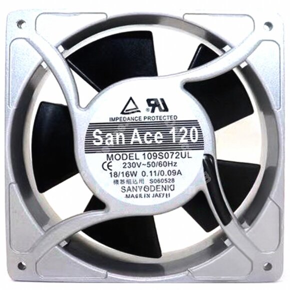 Sanyo Denki San Ace 109S072UL AC 230V 0.11A / 0.09A 2 Wires / 3 Wires Axial Cooling Fan