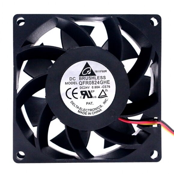 Delta QFR0824GHE DC 24V 0.60A 2 Wires / 3 Wires Axial Cooling Fan