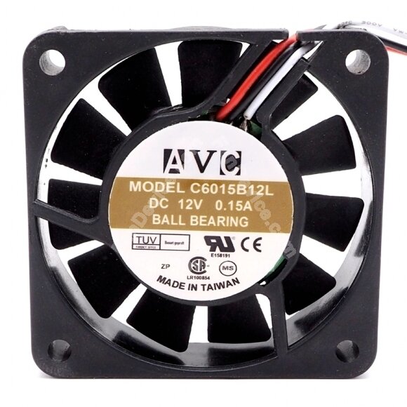 AVC C6015B12L DC 12V 0.15A 2 Wires / 3 Wires Axial Cooling Fan