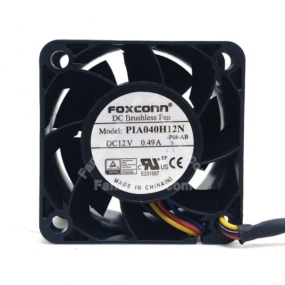 Foxconn PIA040H12N DC 12V 0.49A 4 Wires Axial Cooling Fan