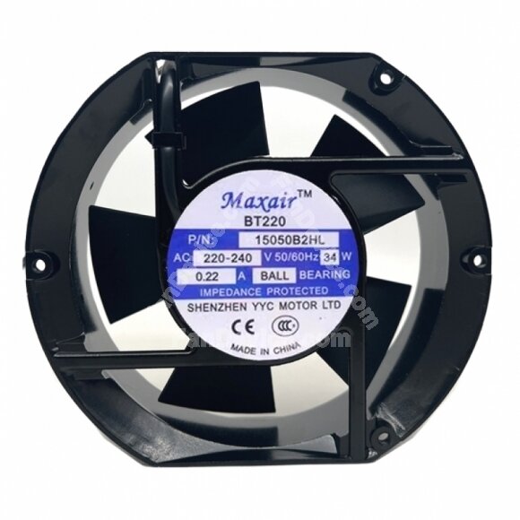 Maxair 15050B2HL AC 220-240V 0.22A 34W 2 Wires Axial Cooling Fan